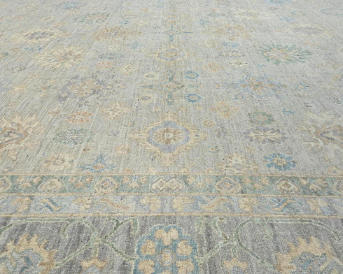 13x18 Zeigler Gray Afghan Hand Knotted Wool Area Rug